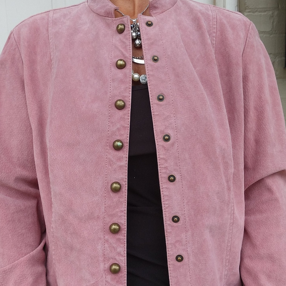 Pink Suede leather jacket - Picture 3 of 6